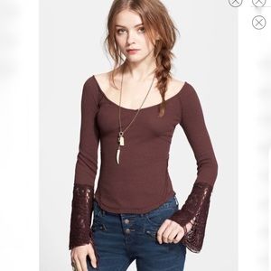 Free People Juliet Lace Cuff Thermal Eggplant